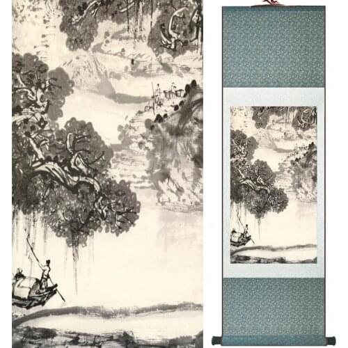 Landscape painting Home Office Decoration Chinese scroll painting mountain and River paintingPrinted painting042602