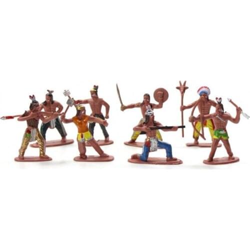 13pcs/Set Native Plastic Indian Tribes Model American Art Figure Doll Toy (Size: 7 Cm)