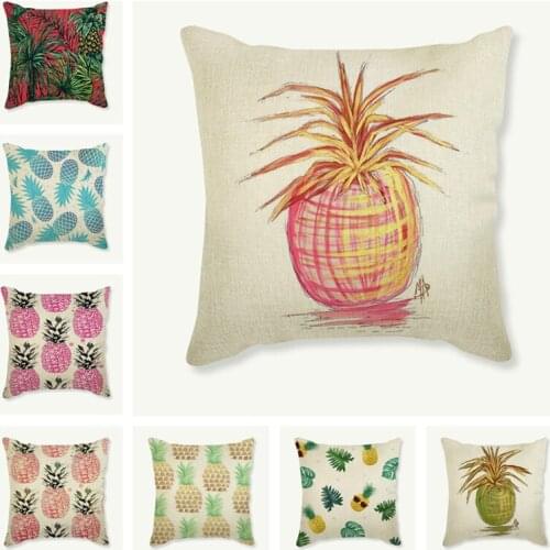 Pineapple Pillow Case 45x45 cm Cotton Linen Decorative Cushion Cover Sofa Car Square Pillowcase Home Decor Almofadas Fundas