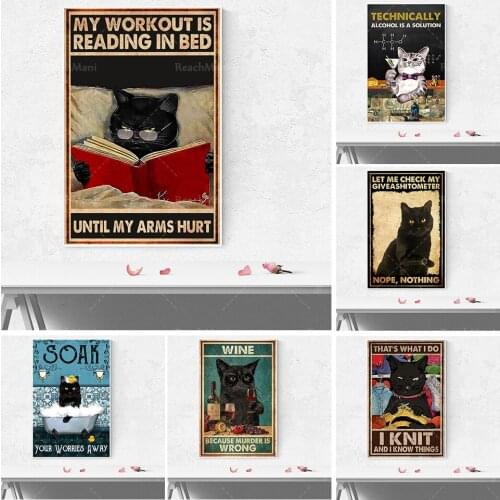 Black cat poster, cat lover, funny cat poster, vintage cat poster without frame, creative gift for cat lover