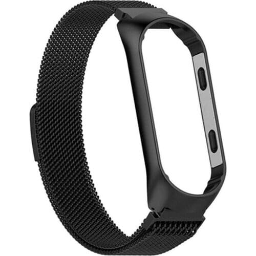 Replacement Magnetic Stainless Steel Watch Frame Band Strap for Xiaomi Mi Band 3/4 Smart Watch Bracelet