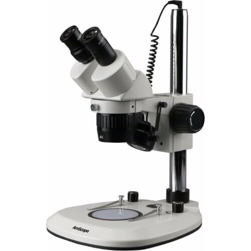 Pillar Stand Microscope--AmScope Supplies 20X-40X Super Widefield Pillar Stand Stereo Microscope with Top & Bottom LED Lights