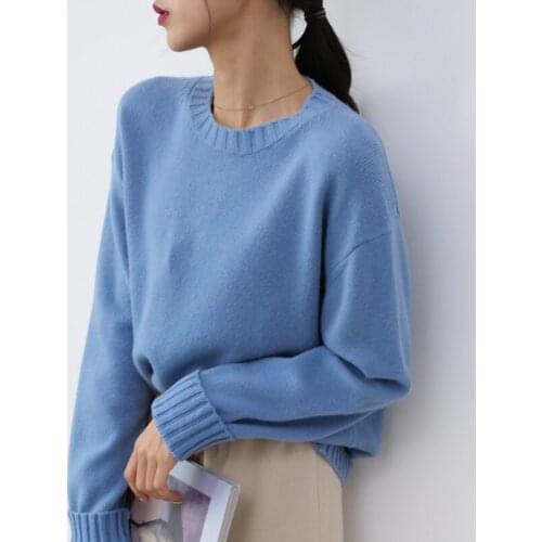 2020 winter new sweater women solid color round neck knit top casual wool sweater oversize pullover warm comfortable hot sale