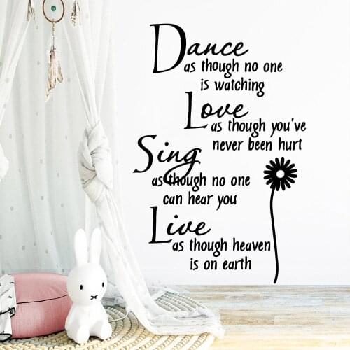 Creative dance love sing live Wall Stickers Personalized Creative Pvc Wall Decals Diy Pvc Home Decoration Accessories