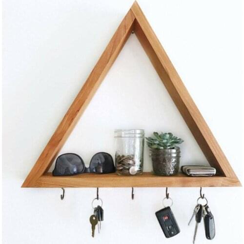 Coat Rack Natural Wood Wall Hanger Shelf Keychain Hallway Shelf Kitchen Office Living Room 2021