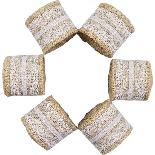 Jute Burlap Ribbon Hessian Ribbon With Lace Vintage Rustic Wedding Decoration Ornament Burlap Party Decoration 2M
