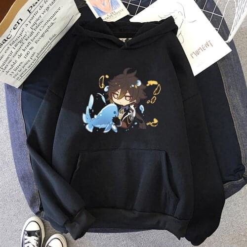 Genshin Impact velvet cool Print Hoody Sweatshirt women harajuku Hoodies Women oversized clothes Pullovers korean style tops