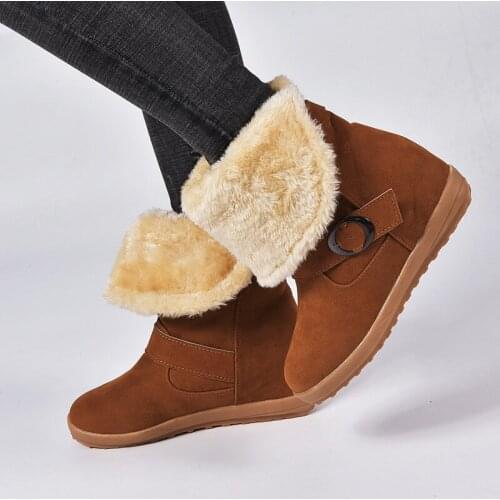 New Height Increase Snow Boots Women Winter Warm Thick Fur Ladies Platform Suede Wedge Boot Female Comfort Casual Shoes Size 43