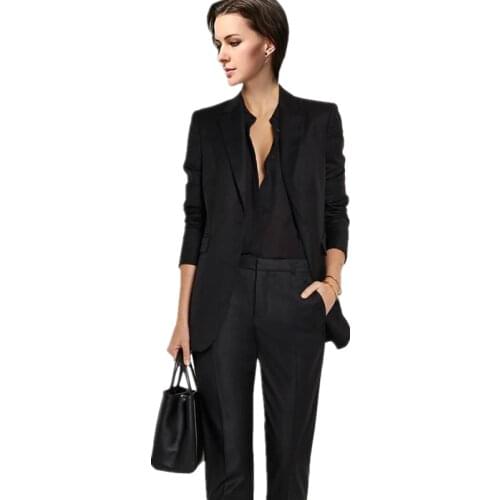 Jacket+Pants Womens Business Suits Blazer Black Female Office Uniform Formal Work Wear Evening Ladies Trouser Suit 2 Piece Suits
