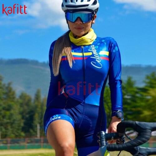 Kafeet Ladies Cycling Jersey Cycling Suit Set Jumpsuit Fashion Long Sleeve Professional Sportswear Physical Fitness Racing Suit