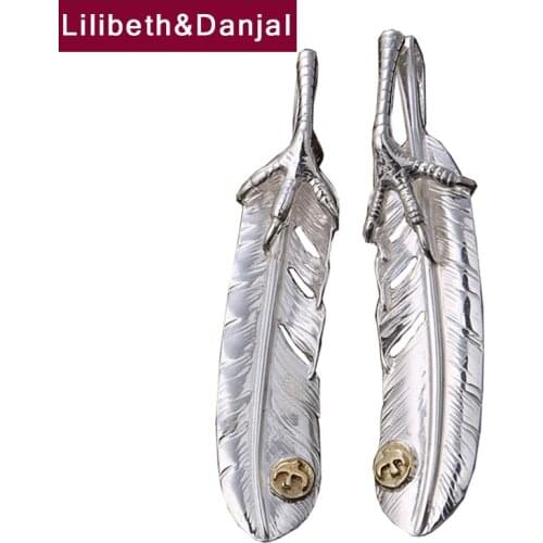 Flying Eagle Claw Feather Real 925 Sterling Silver Fashion Necklace Pendant Jewelry Women Men 2021 Designer Free Shipping P28