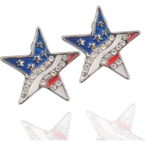 ZRM Fashion Star Shape American Flag Stud For Women Patriotic Earrings Jewelry Pendientes Friend Gifts