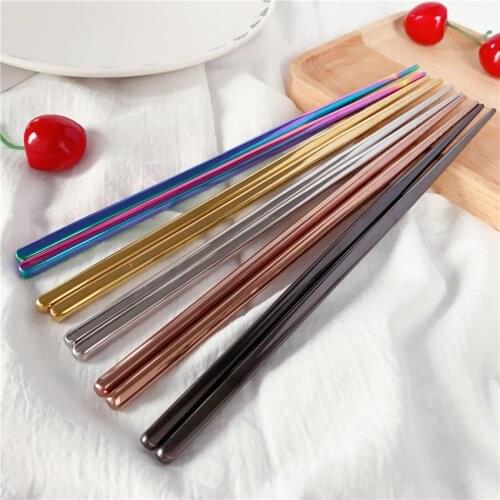 1 Pair 304 Stainless Steel Chopsticks Chinese Tableware Gold Silver Wedding Party Festival Supplies Non-slip sushi chopsticks
