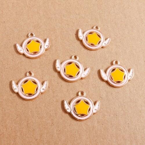 10pcs 21x17mm Enamel Wings Stars Charms for DIY Making Cute Earrings Fashion Pendants Necklaces Bracelets Jewelry Findings