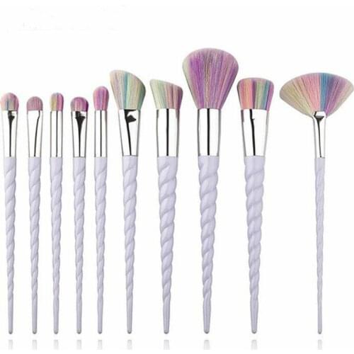 Hot 10pcs Unicorn Spiral Makeup Brushes Set Foundation Eyeshadow Base Powder Blush Blending Brushes Makeup Brush Cosmetic Tools