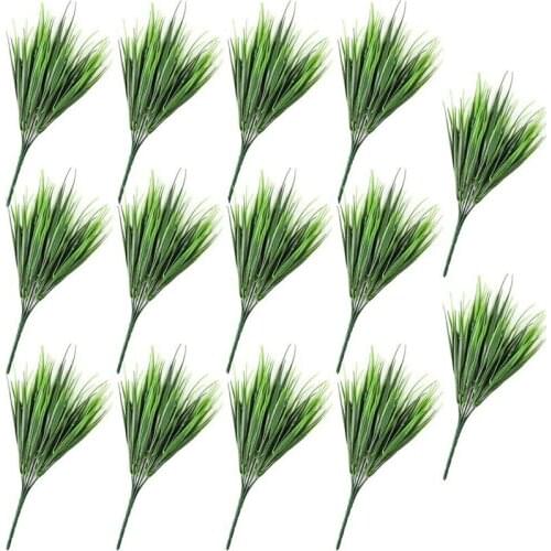 14Pcs Artificial Plants Fake Plastic Greenery Shrub Bushes Plants Plastic Wheat Grass for Home Garden Decoration