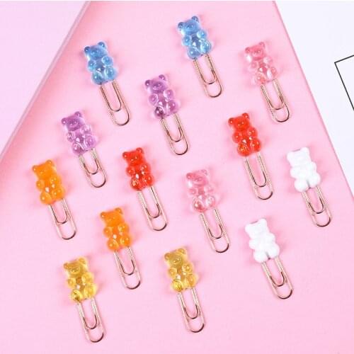 140 pcs/lot Cartoon Transparent Bear Bookmark for book Cute Binder Clips Notes Letter Paper Clip Office school Supplies