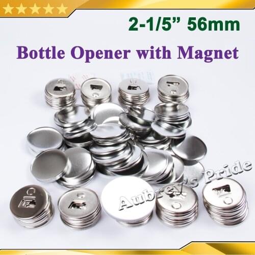 2-1/5" 56mm 100 Sets Bottle Opener with Magnet Nickle Badge Button Supply Materials for NEW Professional Badge Button Maker