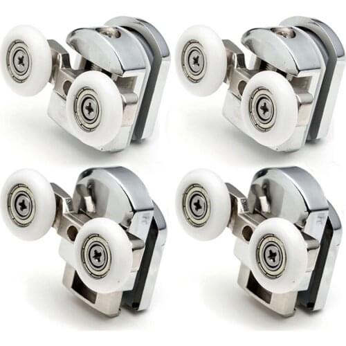 4pcs-8pcs/set Shower Door Rollers Runner 23mm/25mm Zinc Alloy Double-Wheels Replacement Sliding Shower Door Roller Bearing Wheel