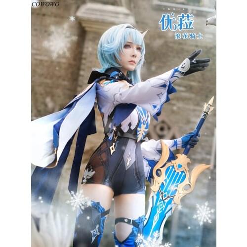 Anime! Genshin Impact EuLa Inheritor Game Suit Lovely Dress Uniform Cosplay Costume Halloween Party Outfit For Women 2021 NEW