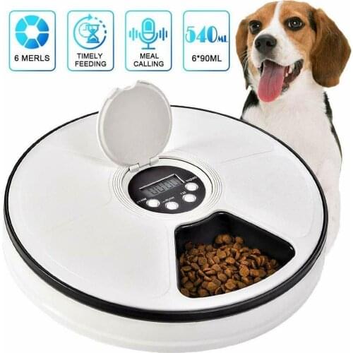 Automatic Pet Feeder Timing Feeder 6 Grids Food Compartments Dog Cat Rabbit Small Pet Electric Dry Wet Food Dispenser 24h Timer