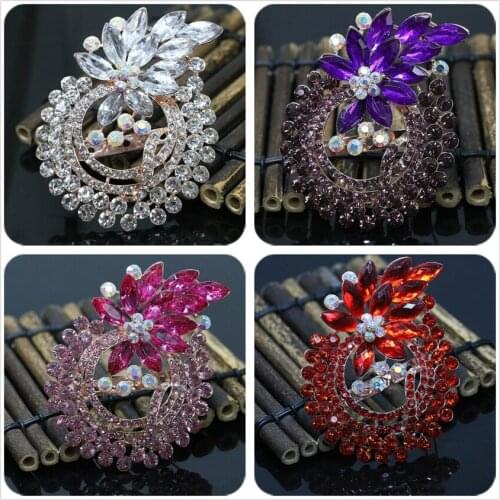 57*75mm fruit pineapple rose gold-color brooches multicolor Austrian clear rhinestone crystal pins cute jewelry O
