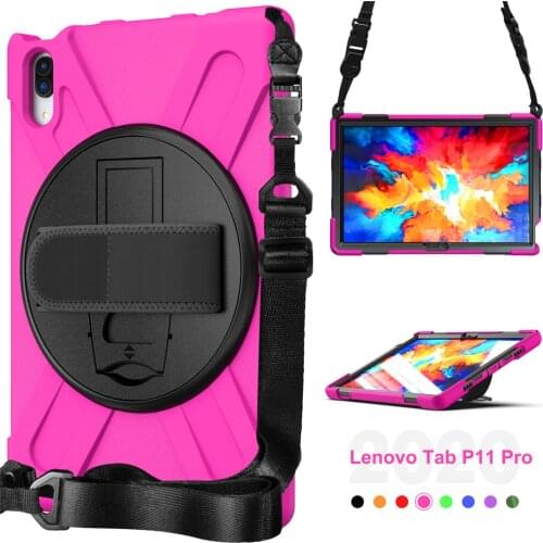 For Lenovo Tab P11 Pro2020 TB-J706F/ Xiaoxin Pad Pro 11.5 Tablet Case Cover Rotating Shoulder and Hand Strap Kickstand +film+pen