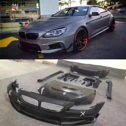 F06 F12 F13 Wide body kit FRP Carbon fiber front bumper Rear bumper Engine Hood For BMW F12 F13 M6 Prior Design Body kit 12-15