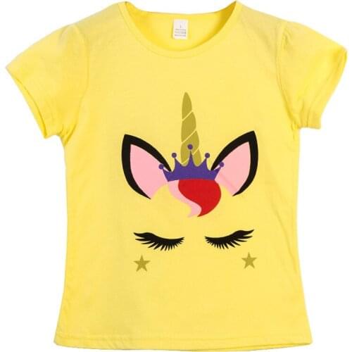 Girls Cotton Unicorn T-shirt Many style available Short Sleeve Tee shirt Kids Summer Clothing