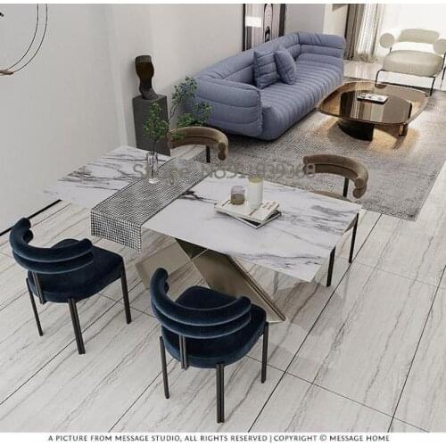 Italian minimalist light luxury dining chair metal modern designer style semi-arc backrest creative leisure chair home backrest