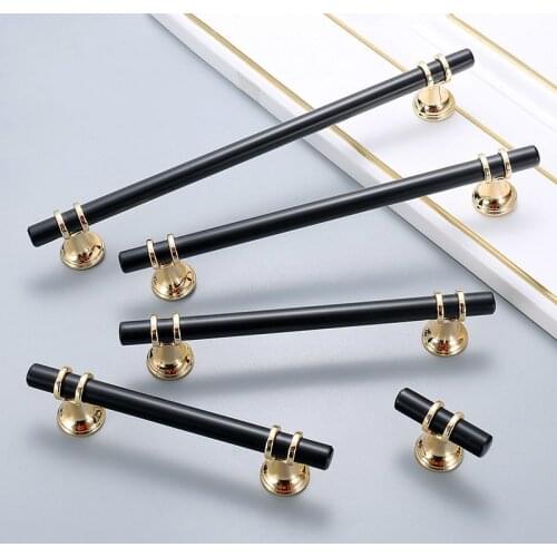 JD Zinc Alloy Black Gold Door Handles Pulls Furniture Handle Fashion Kitchen Cabinet Handles Solid Drawer Knobs Door Hardware