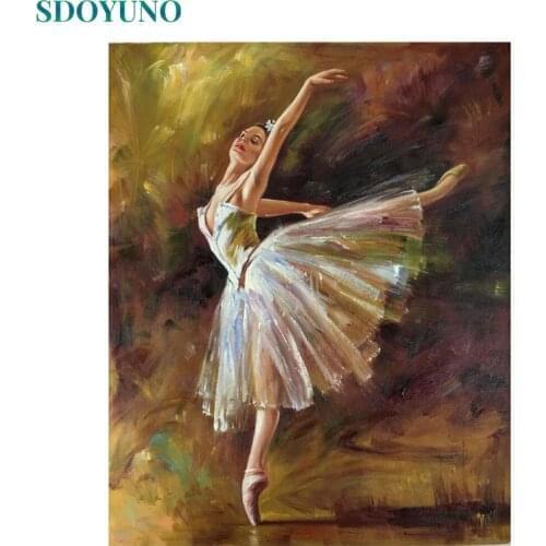 SDOYUNO DIY Oil Painting By Numbers kits Ballet performer Picture By Numbers On Canvas Frameless wall art painting home decor