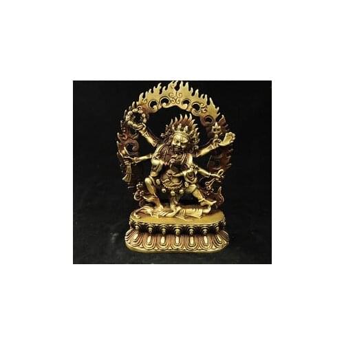Chinese Old tibet buddhism brass 6 arms Mahakala Vajra King Kong Exorcism god buddha statue decoration bronze factory outlets