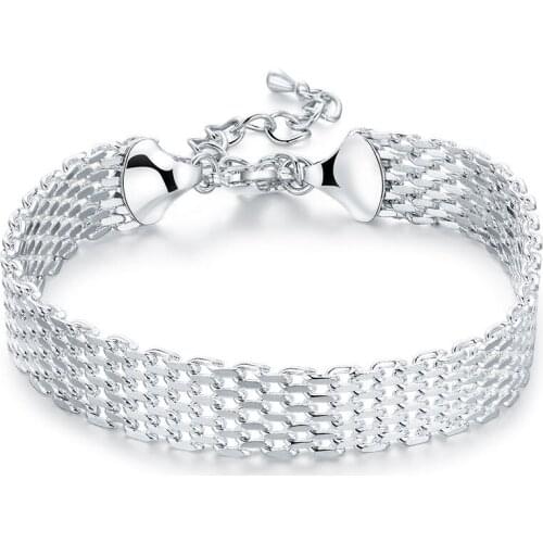 Korean Fashion Silver Plated Lucky Bracelet Cuff Charm Woven Bracelet Chain Bracelet Womens Charm Girl Jewelry Birthday Gift