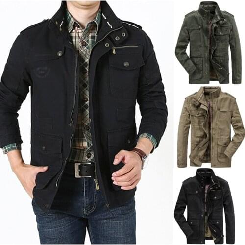 Spring fashion men cotton casual jacket coat zipper outfit long sleeve multi pocket businessmen blouse tops plus size 5XL6XL 7XL