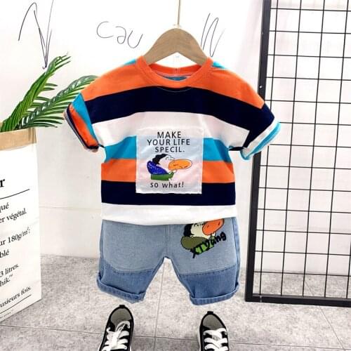 Summer Children Sport Sets Clothes Baby Boys Girls striped T-shirt + Shorts Outfits Kids Fashion Suits Clothing 2-7years
