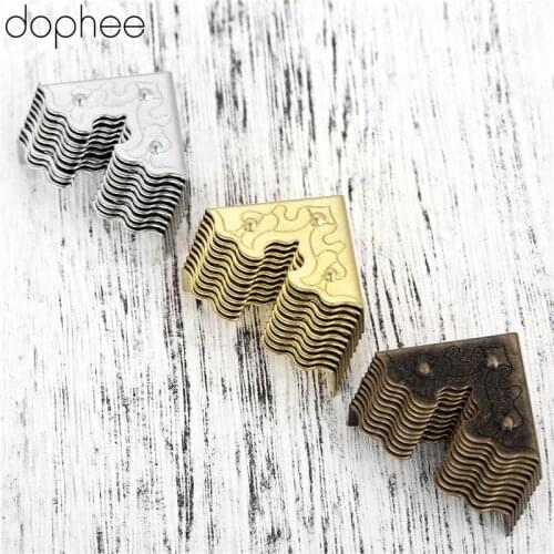 Dophee 10Pcs Antique Furniture Metal Crafts Jewelry Box Corner Foot Wooden Case Corner Protector Decorative Corner 25mm