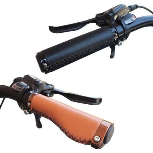 MTB Road Bicycle Bike Handlebar Grips PU Leather For Brompton Folding Cycling Grips Mountain Bike Lock on Handle End Grips Parts