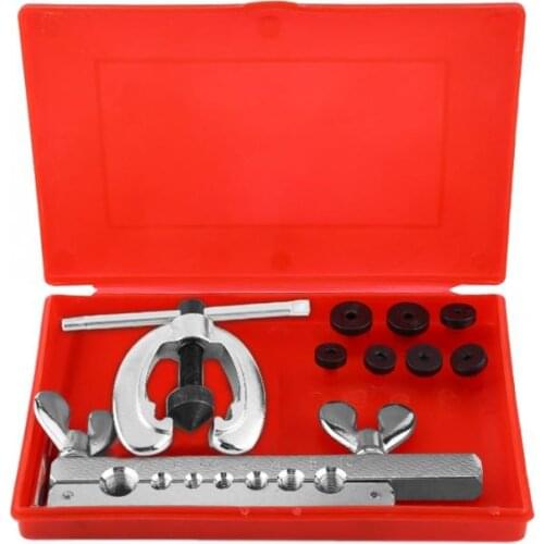 9Pcs Double Pipe Flaring Tool Kit Tube Repair Clamp Spreader Flare Dies Aluminium Copper Air Brake Line Flaring Extension Tool