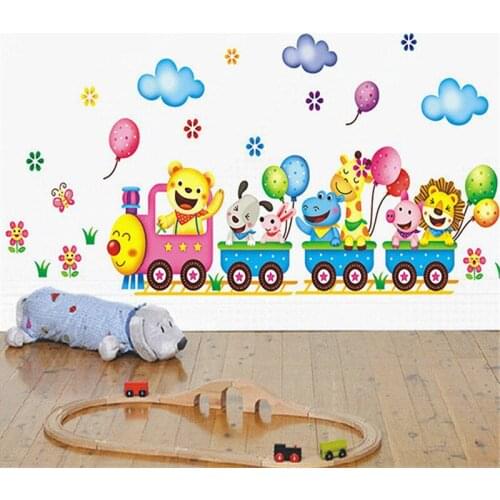 Room decoration wall stickers Cartoon train wall stickers for kids rooms vinyl Home art wall decor PVC bts poster free shipping