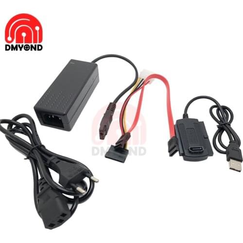New SATA/PATA/IDE to USB 2.0 Adapter Converter EU US Plug for 2.5 3.5 Inch Hard Drive Optical Drive with External Power Adapter