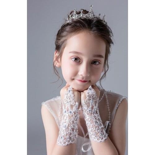 Gloves for Girls Princess Gloves Girls Wedding Dress Glove Costume Accessory Lace Diamond Performance Photography Birthday Gift