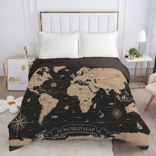 Duvet cover Comfortable Quilt Blanket Case Queen King Bedding 140x200 240x220 for Home Map black