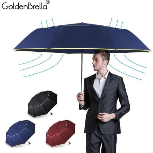 Fully Automatic 120CM Double Large Umbrella Rain Women 3Folding Durable Wind Resistant Big Umbrella Men Travel Business Umbrella