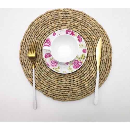 Spot straw Woven Placemats Cattail Hand-woven Table Mats Potholders Western Placemats Coasters Bowl Mats Casserole Mats