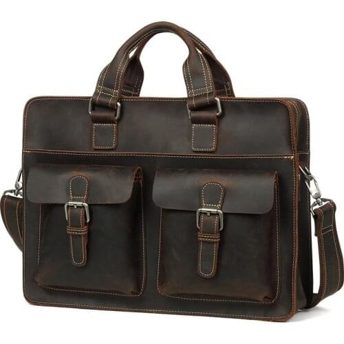 JOYIR Genuine Leather Portable Bags Hand Laptop Bag Men Large Capacity Briefcase Male Messenger Shoulder Packs for Ipad Work