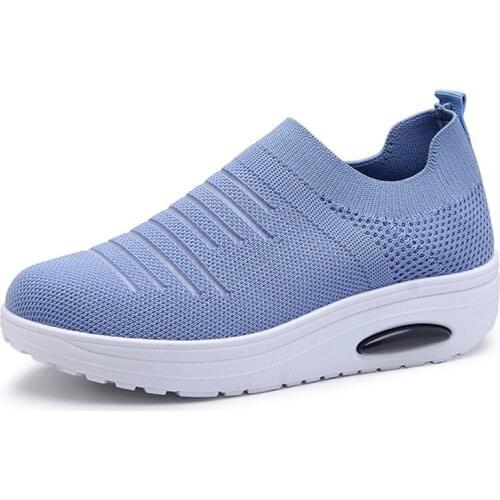 Summer new rocking shoes elastic socks mouth flying woven shoes womens air cushion shoes a pedal lazy casual shoes women