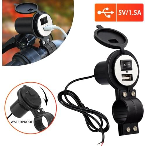 5V/1.5A Motorcycle USB Charger With Switch Waterproof Mobile Phone Adapter Car Fast Charger For Motorcycle ATV Boat Marine RV