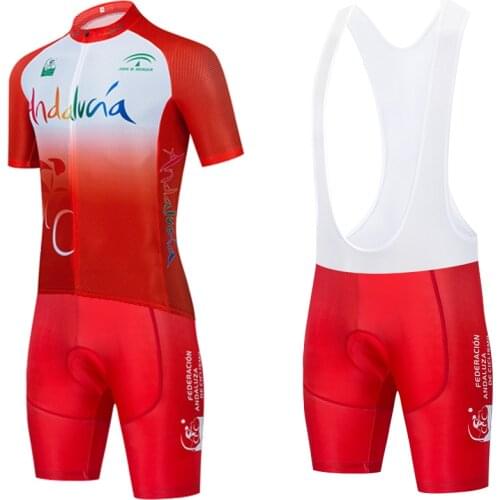 Cycling Set RED Andalucia Cycling Jersey Bike Shorts 20D Team Ropa Ciclismo Maillot Bicycle Clothing Uniform