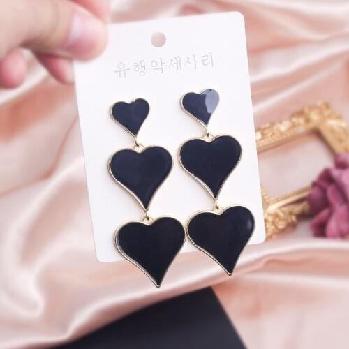 MWSONYA 2020 Fashion Korean TV Star Black Love Heart Earrings for Women Fashion Pendant for Women Jewelry Gift